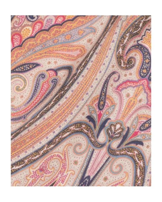 Etro Pink Graphic Printed Frayed-Edge Scarf