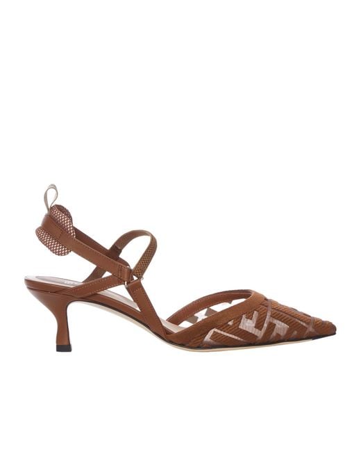 Fendi Brown Colibrì Lite Slingback With Medium Heel