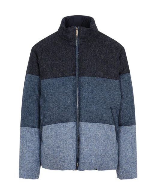 Thom Browne Blue Reversible Funnelneck Padded Jacket for men