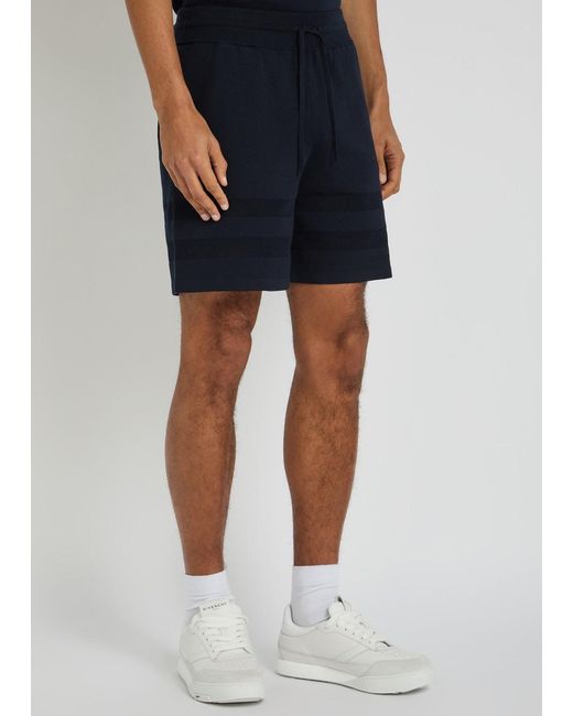 Givenchy Blue Textured Knit Cotton-Blend Shorts for men