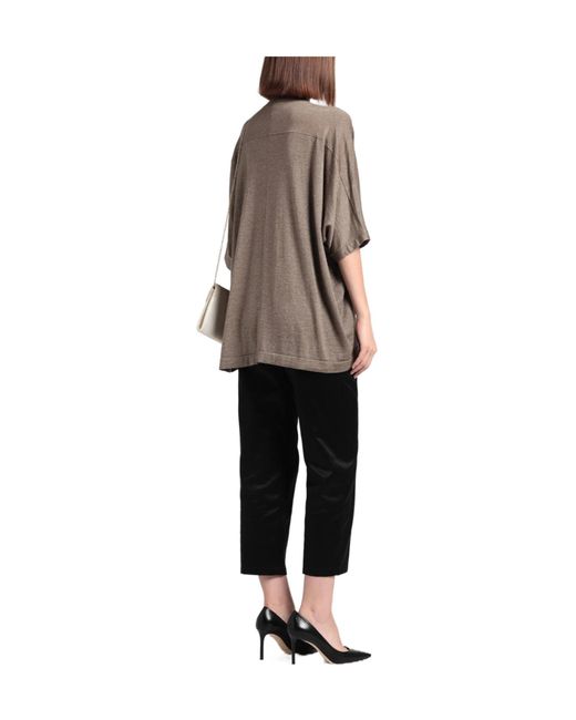 Brunello Cucinelli Brown Shimmer Crewneck Short-Sleeve Top