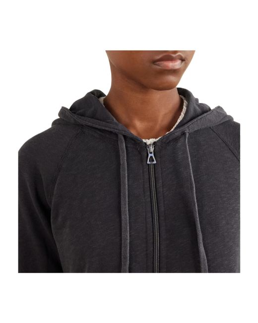 James Perse Black Solid Cotton-Terry Hoodie