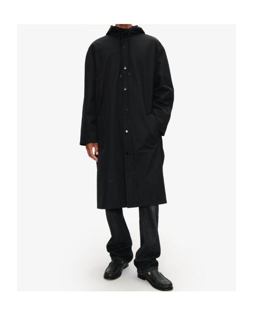 A.P.C. Black Hooded Long Coat for men