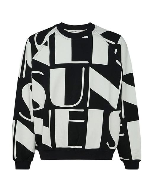 Sunnei Black Printed Round-Neck Sweater for men