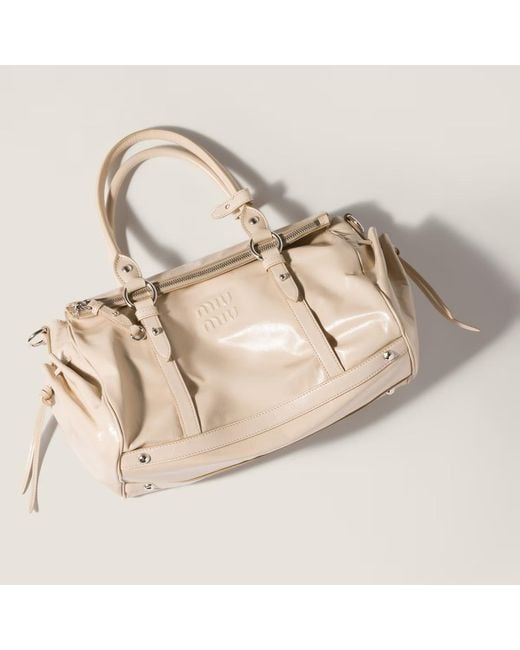 Miu Miu Natural Shiny Leather Handbag