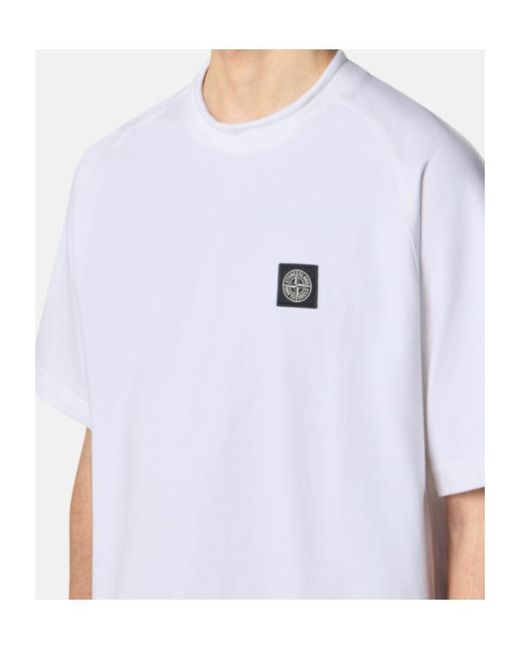 Stone Island White Logo-Patch T-Shirt for men