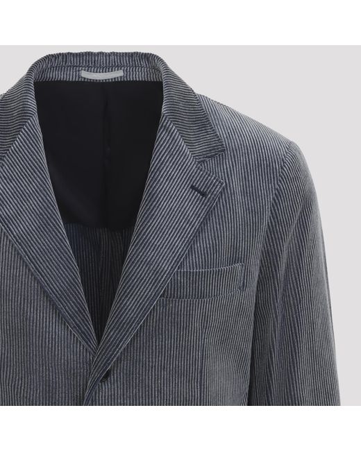 Brunello Cucinelli Blue Single-Breasted Blazer for men