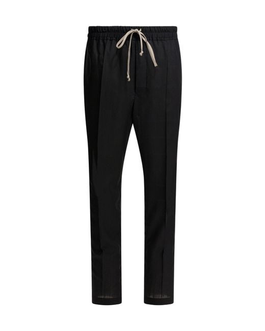 Rick Owens Black Drawstring Slim Trousers for men