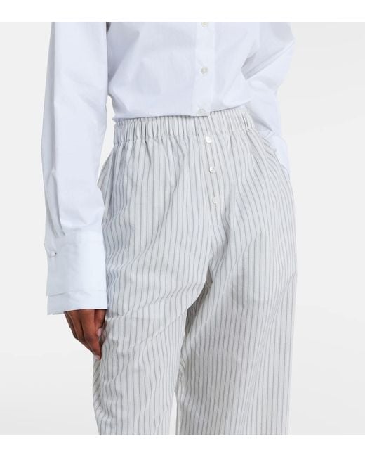 Rohe Gray Striped Silk And Cotton Wide-Leg Pants