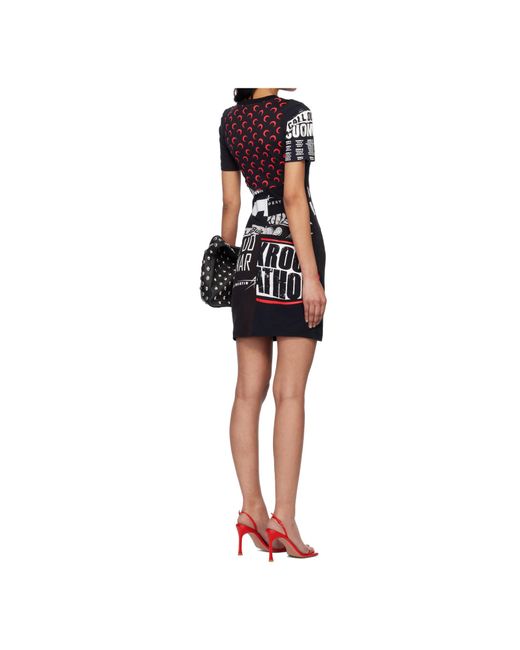 MARINE SERRE Red Graphic-Printed Patchwork Mini Dress