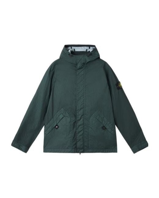 Stone Island Green Compass Patch Hooded Jacket for men