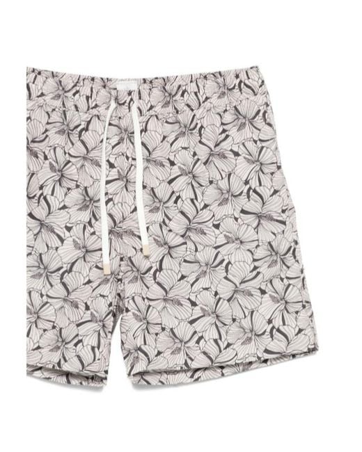 Eleventy Gray Wide-Leg Swim Trunks for men