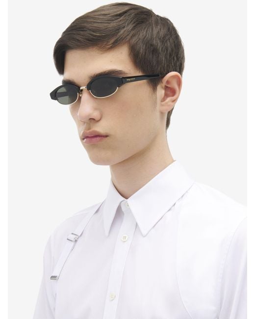 McQueen White Eyewear Ellipse Frame Sunglasses for men