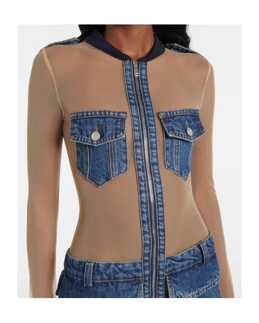 Coperni Blue Hallucination Sheer And Denim Mini Dress