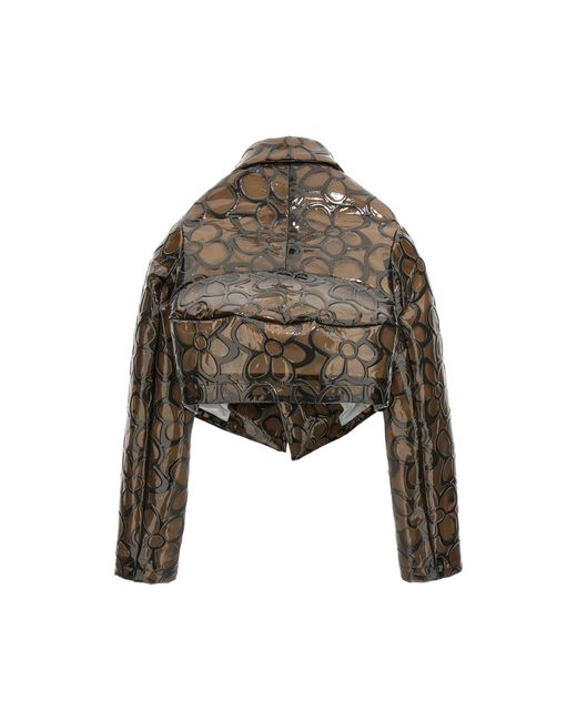 Comme des Garçons Brown Floral Pvc Cropped Jacket