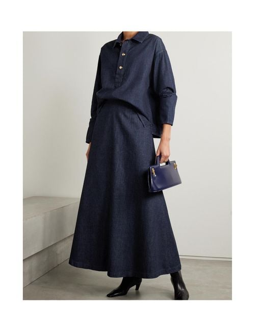 Nili Lotan Blue Astrid Denim Midi Skirt