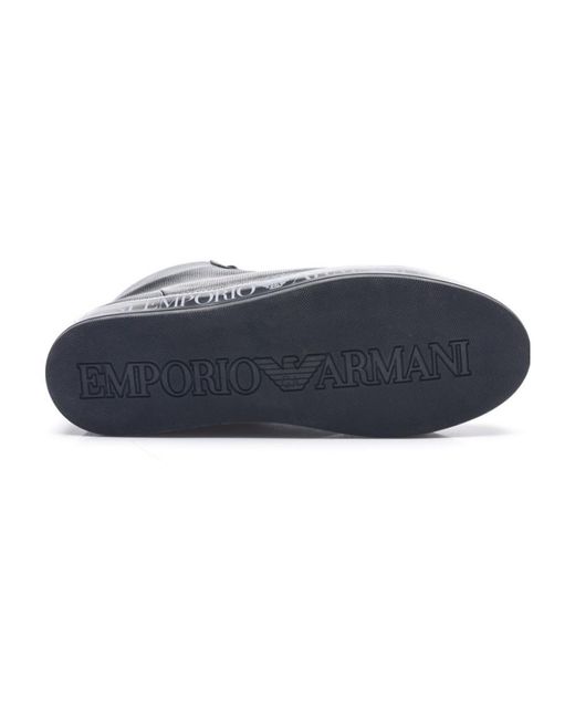 Emporio Armani Blue Zip Detail Lace High-Top Casual Shoes for men