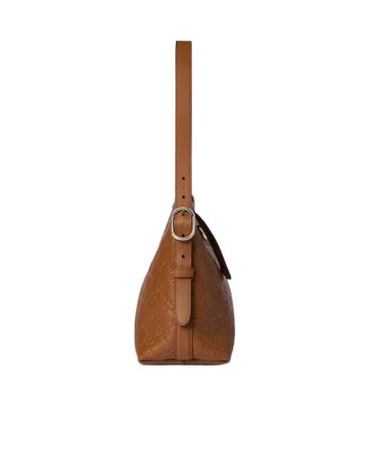 Gucci Brown Gg Emblem Medium Shoulder Bag