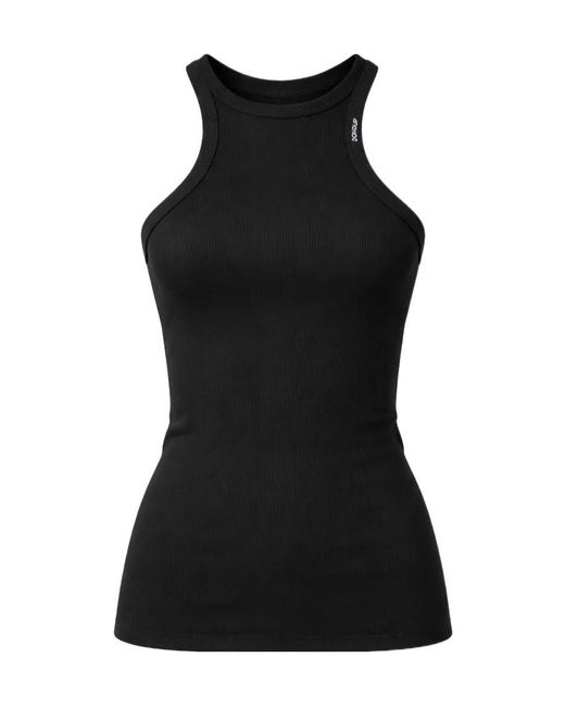 Dondup Black Ribbed Logo Sleeveless Top
