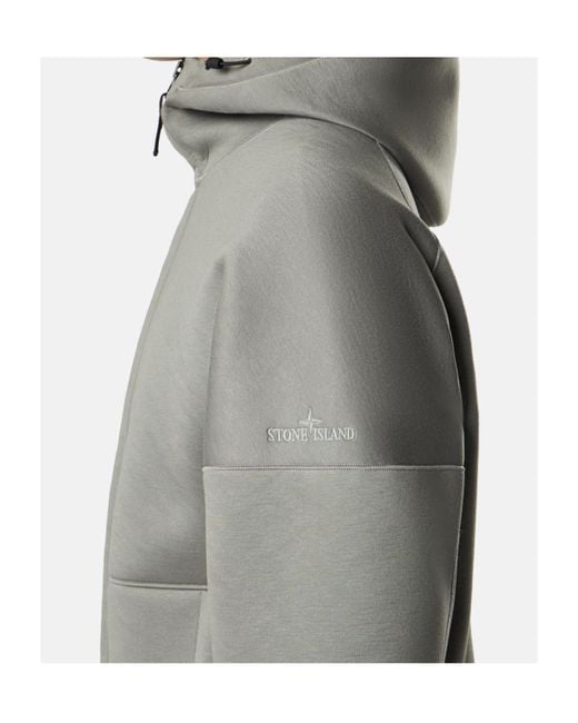 Stone Island Gray Scuba Zipped Hoodie for men