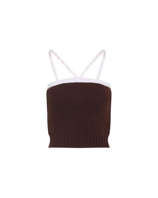 Prada Brown Sleeveless Knitted Top