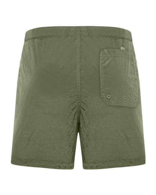 Stone Island Green Logo Patch Drawstring Shorts for men