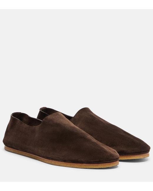 The Row Brown Perrick Suede Flats