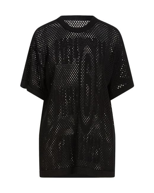 MM6 by Maison Margiela Black Lightweight Short-Sleeve Knit Sweater