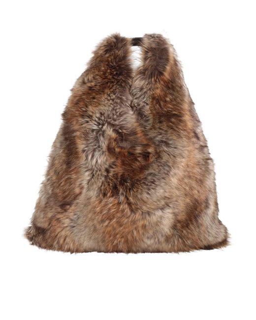 MM6 by Maison Margiela Brown Fuzzy Largesize Shoulder Bag