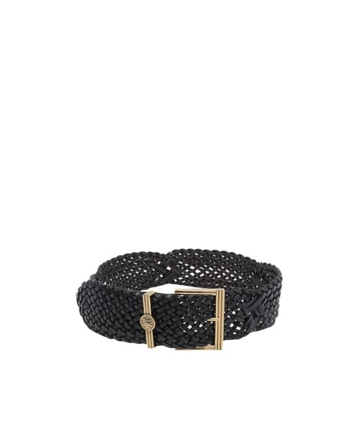 Etro Black Woven Coin Buckle Belt