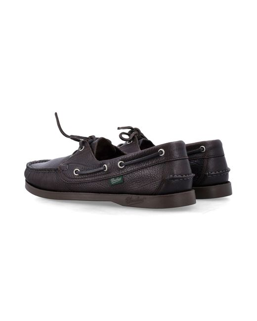 Paraboot Black Lace-Up Boat Shoes for men