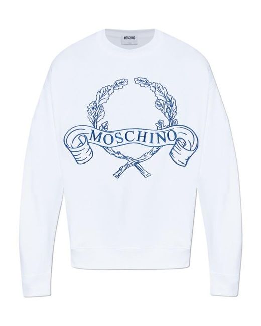 Moschino White Embroidered Sweatshirt for men