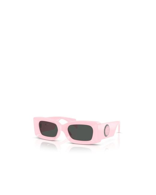 Versace White Medusa-Plaque Rectangular-Frame Sunglasses for men