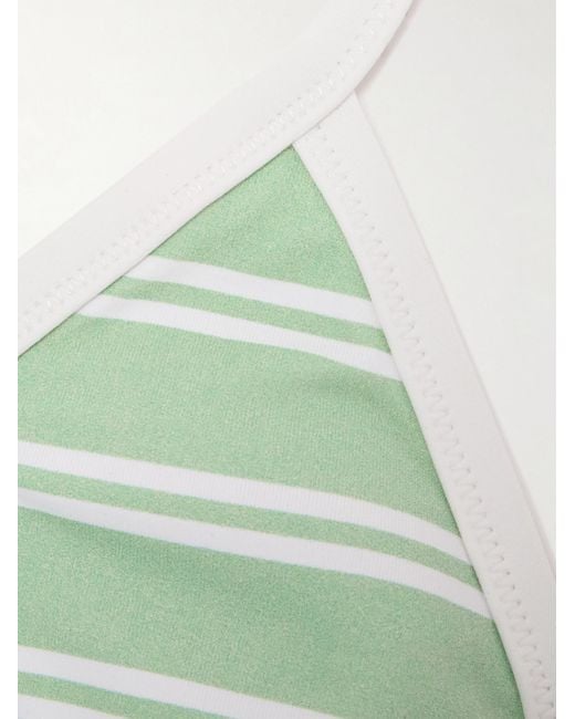 Marysia Swim Green Striped Triangle Bikini Top