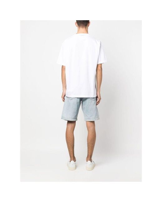 Stone Island White Logo-Embroidered T-Shirt for men