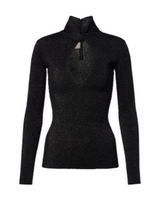 Valentino Black Cut-Out Lamé Sweater