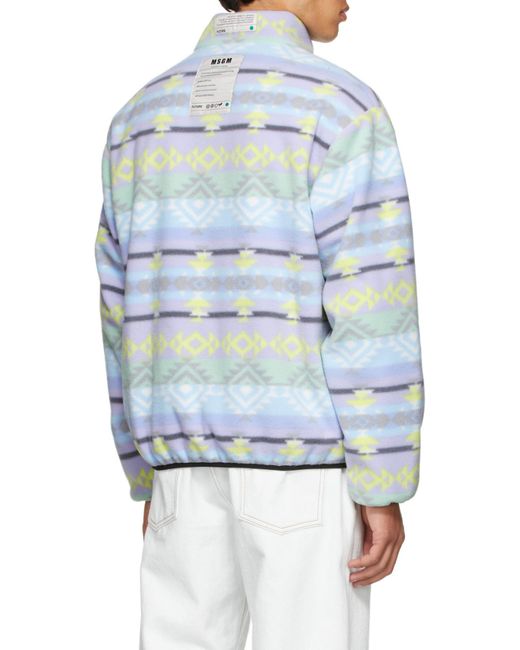 MSGM Blue Abstract Pattern Printed Jacket for men