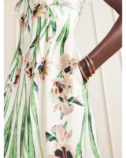 Erdem White Floral-Print Satin Midi Dress