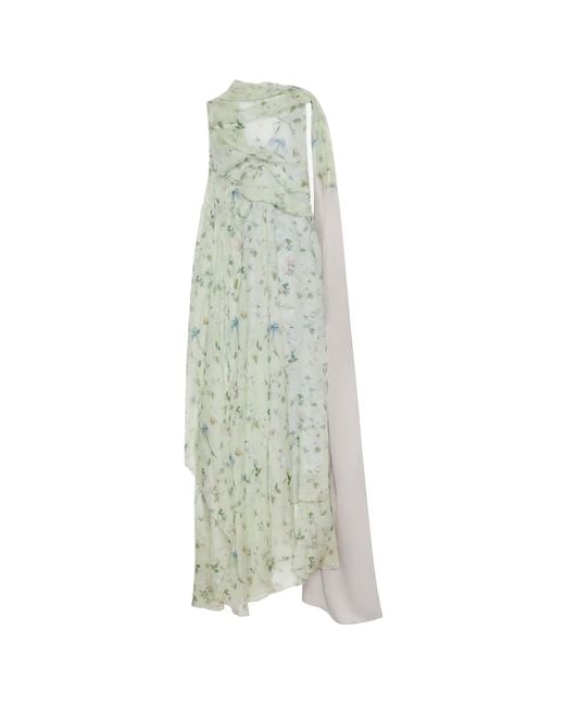 Givenchy Green Printed Draped Dress