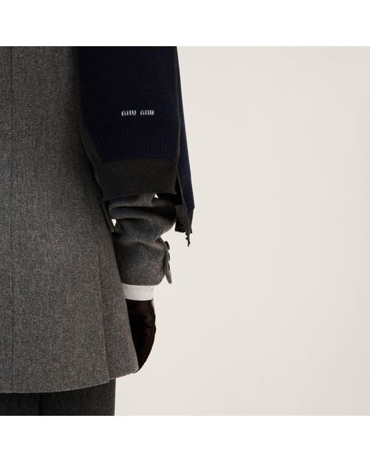 Miu Miu Gray Single-Breasted Double Wool Jacket
