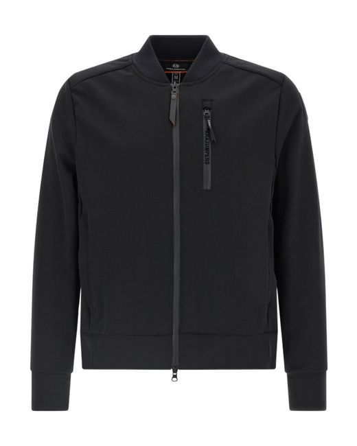 Parajumpers Black Mckay Zip-Front Logo-Patch Sweatshirt for men