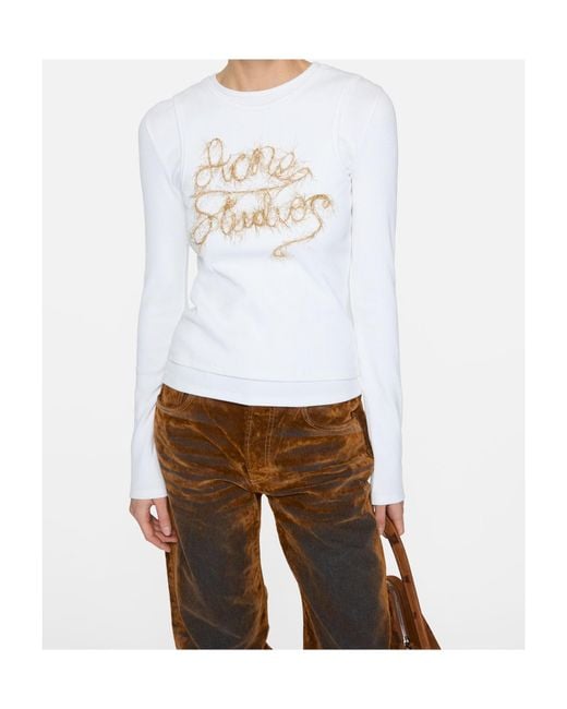 Acne White Layered Logo T-Shirt