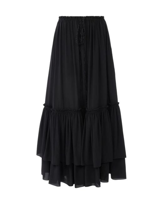 Chloé Black Tiered Ruffled Maxi Skirt