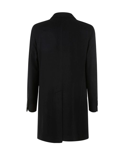 Tagliatore Black Single-Breasted Coat for men