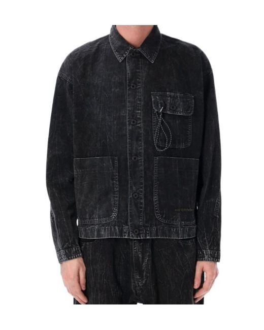 And Wander Black Textured Utility Jacket for men
