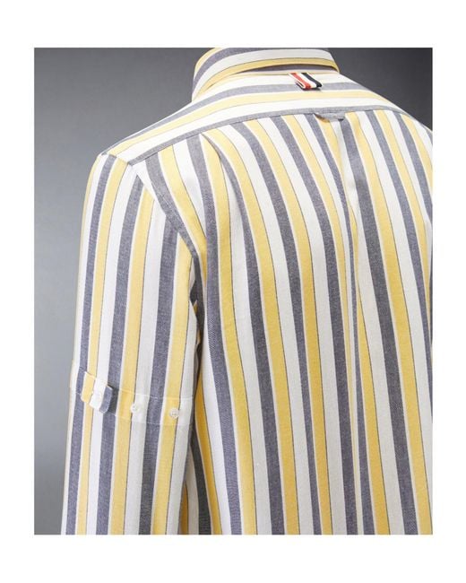 Thom Browne White Striped Button-Down Shirt for men