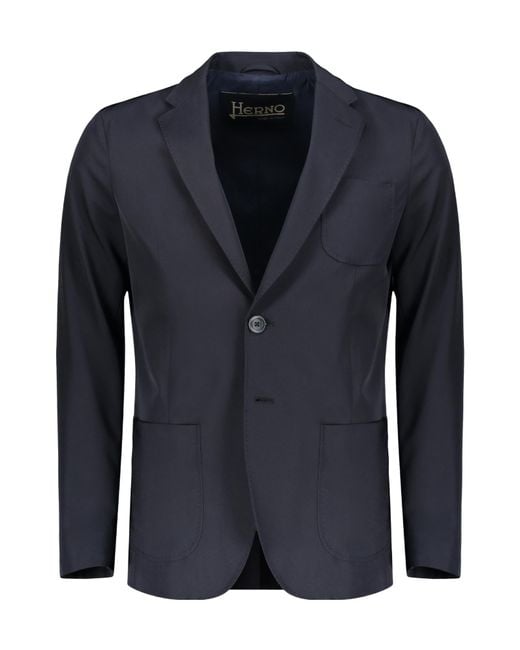 Herno Blue Single-Breasted Blazer for men