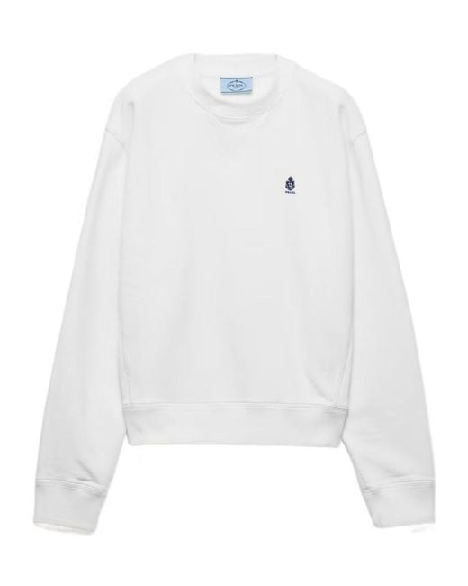 Prada White Girocollo Logo Sweatshirt
