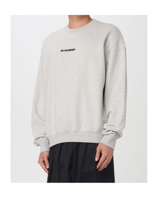 Jil Sander Gray Logo-Embroidered Crew-Neck Sweatshirt for men