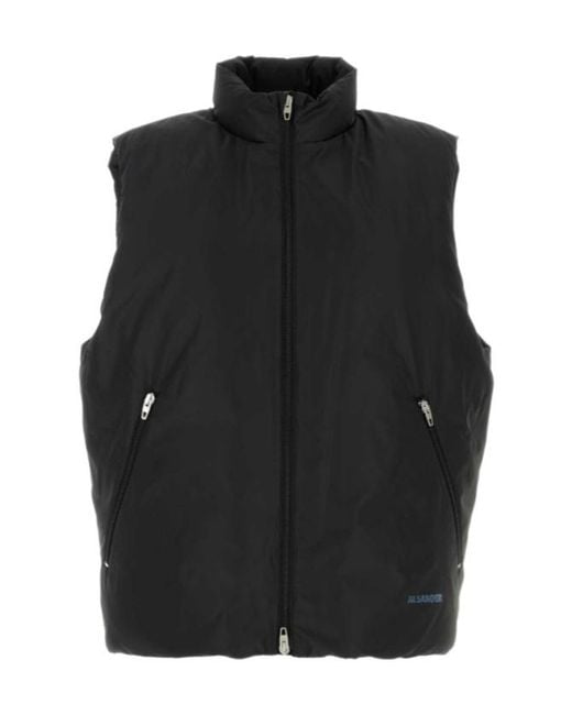 Jil Sander Black High-Necked Down Vest for men